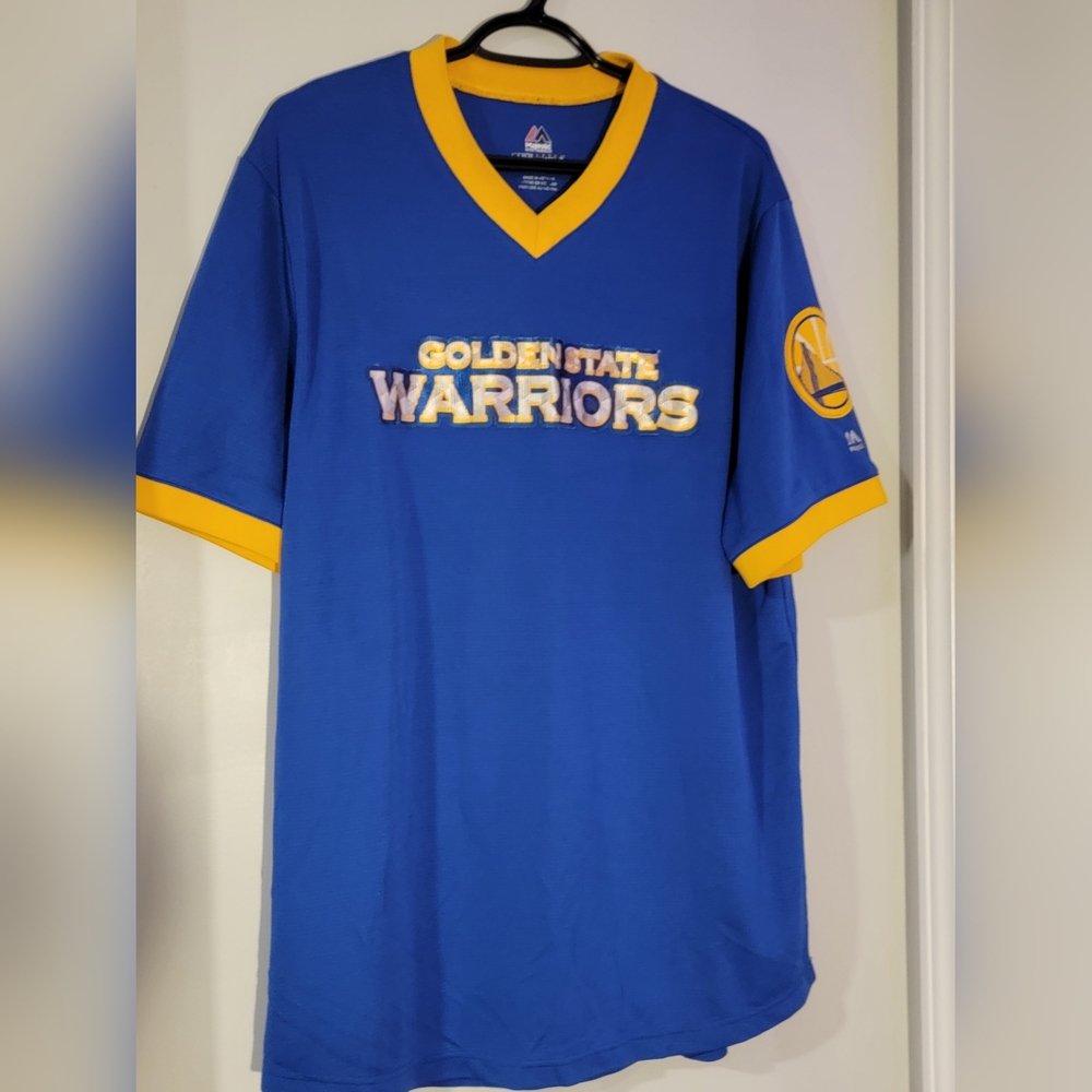 Majestic Blue and Gold Golden State Warriors Men's Shirt